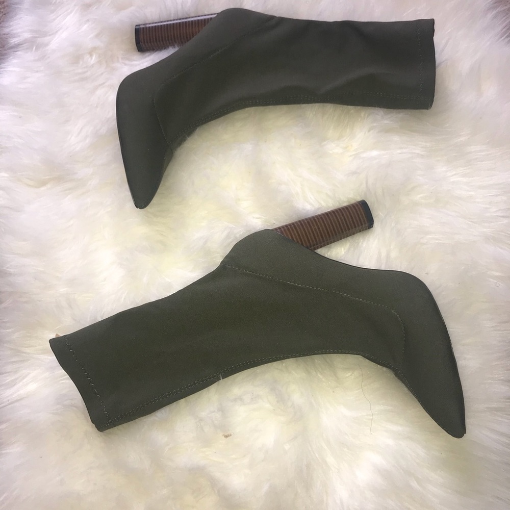 Olive Green sock heeled boots